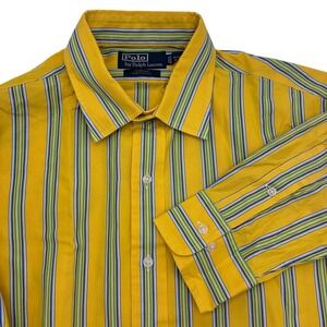 Polo Ralph Lauren Curham Custom Fit Men 16 1/2 L Long Sleeve Cotton Stripe Shirt